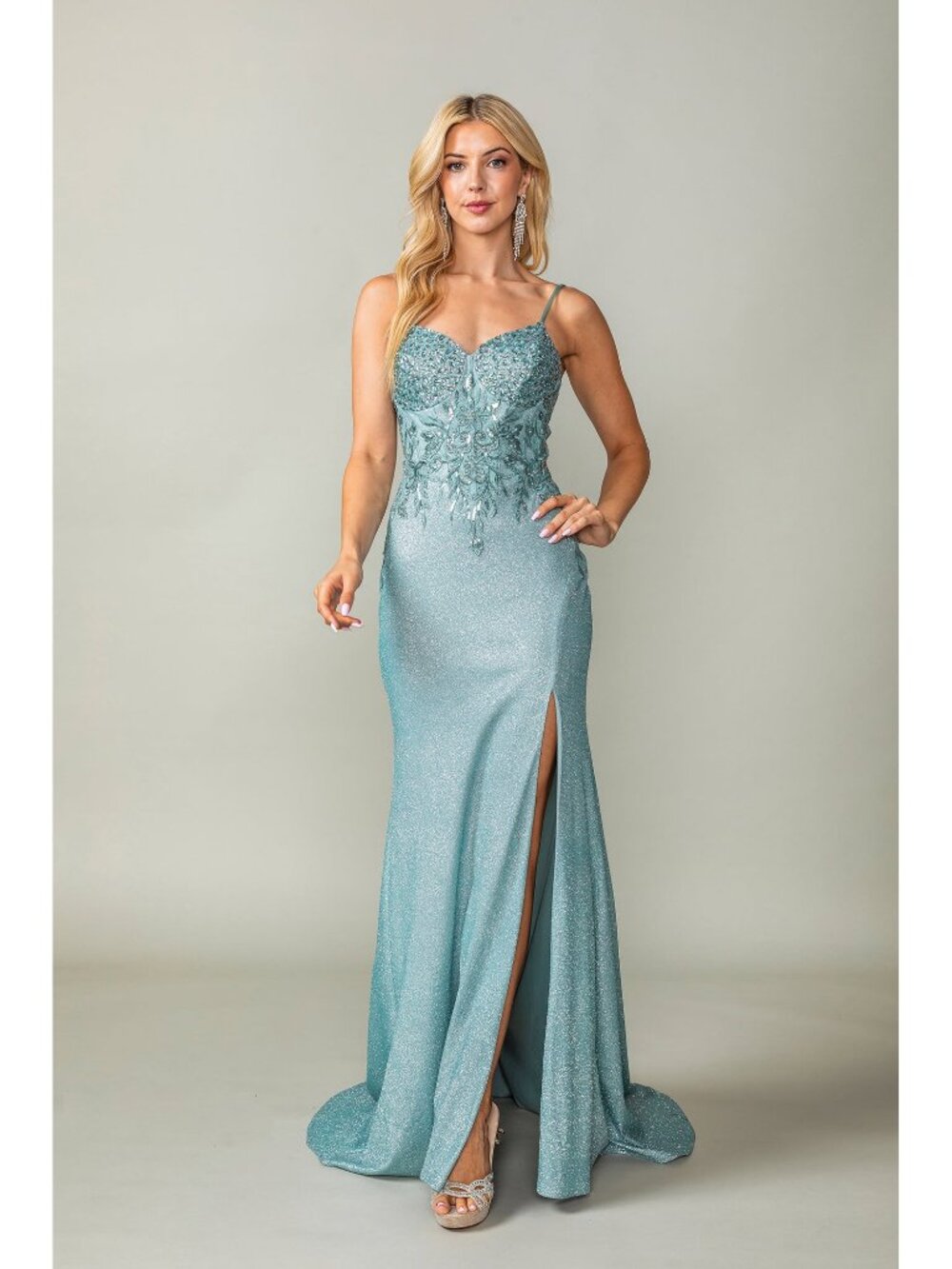 NEW SAGE Evening Gown Floor Length Formal Elegant Stunning 4375